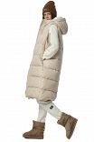WOMEN'S KNEE-LENGTH HOODED PUFFER GILET