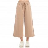 WOMEN CO/EL TERRY CROPPED WIDE LEG PANT