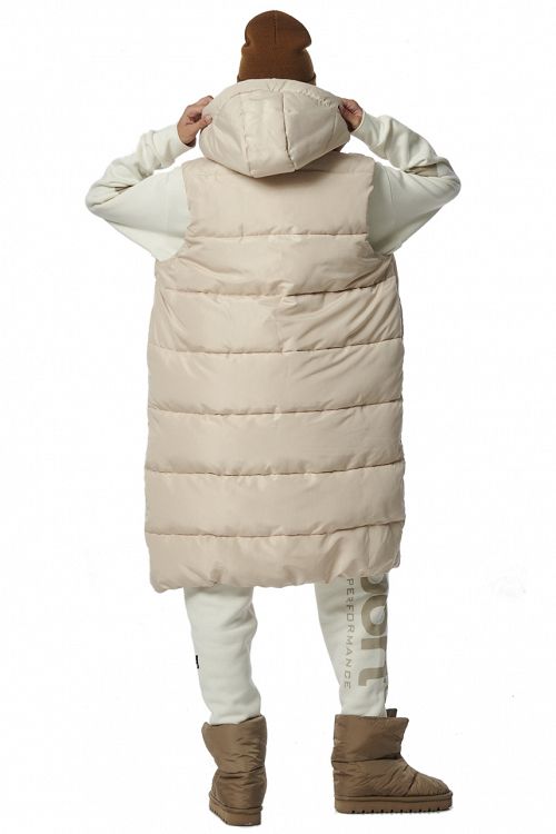 WOMEN'S KNEE-LENGTH HOODED PUFFER GILET