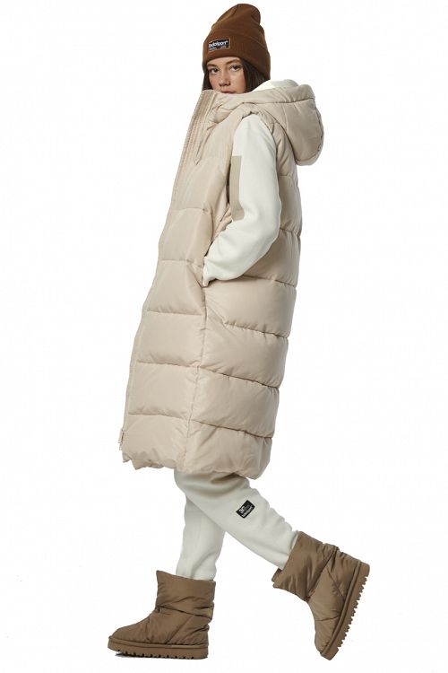 WOMEN'S KNEE-LENGTH HOODED PUFFER GILET