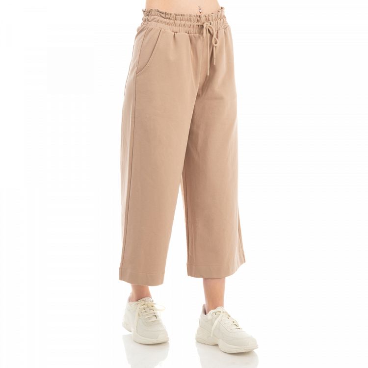 WOMEN CO/EL TERRY CROPPED WIDE LEG PANT