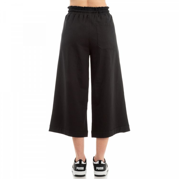 WOMEN CO/EL TERRY CROPPED WIDE LEG PANT