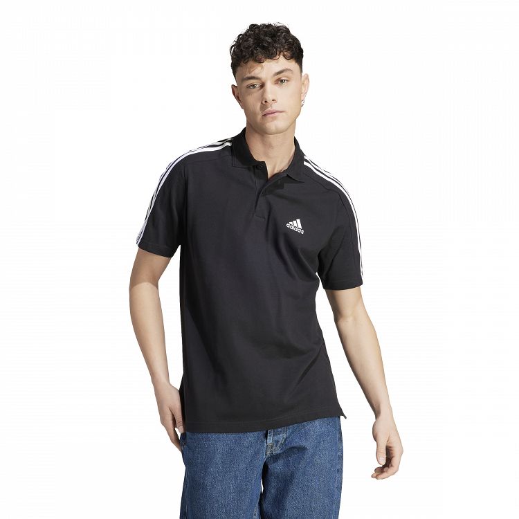 Essentials Piqué Embroidered Small Logo 3-Stripes Polo Shirt