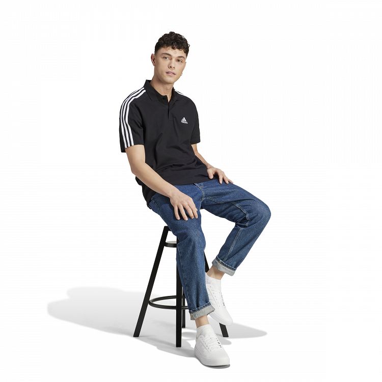 Essentials Piqué Embroidered Small Logo 3-Stripes Polo Shirt
