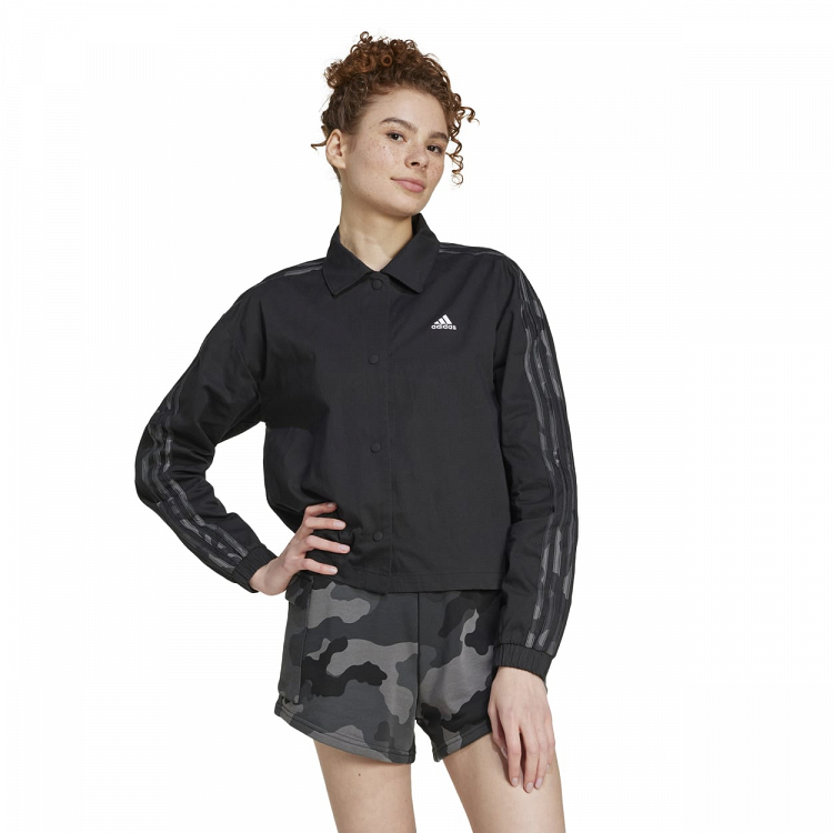 ESSENTIALS CAMO PRINTED 3 STRIPES TWILL COACH JACKET
