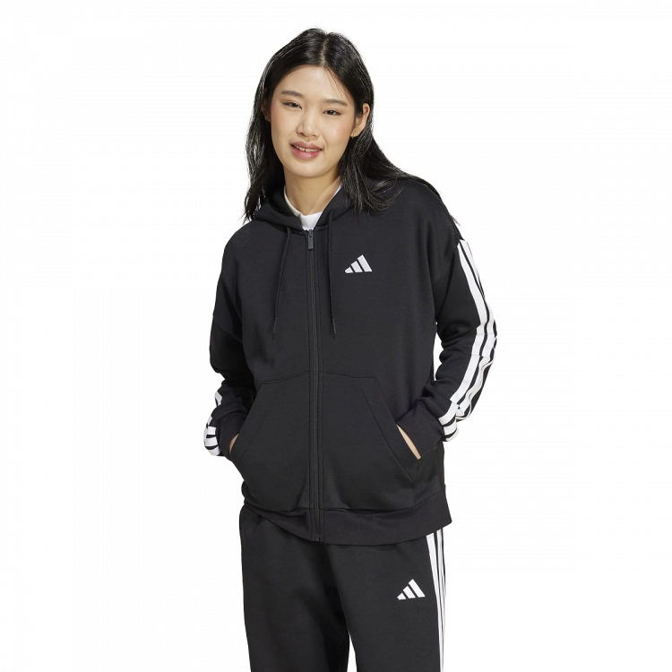 ESSENTIALS 3-STRIPES FULL-ZIP FLEECE HOODIE