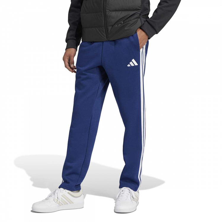 ESSENTIALS THREE STRIPES FLEECE PANTS OPEN HEM