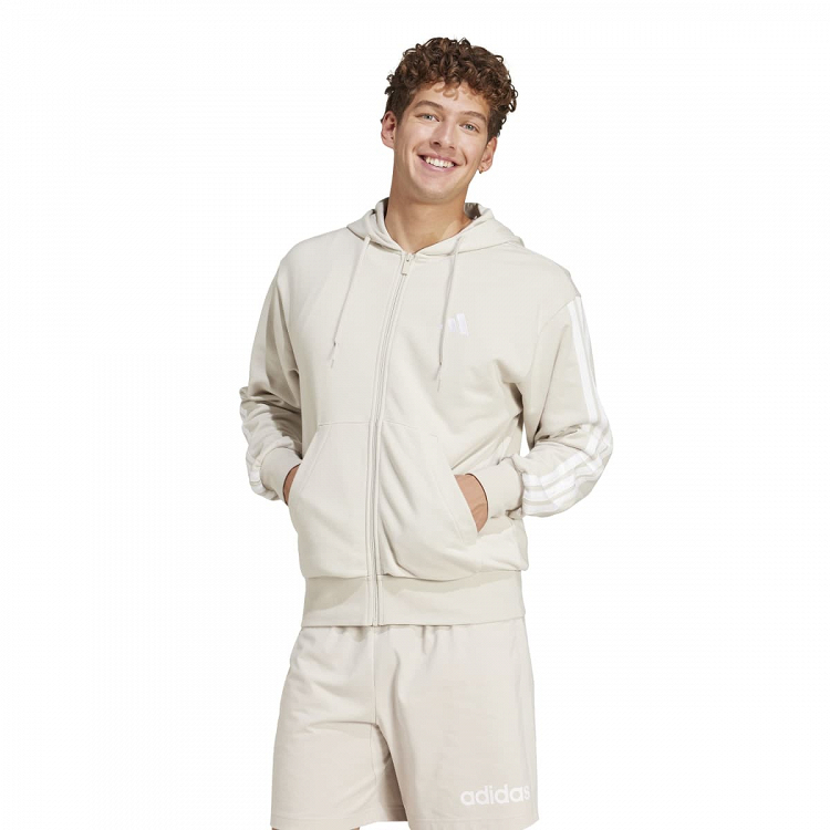 ESSENTIALS THREE STRIPES FRENCH TERRY FULLZIP HOODIE