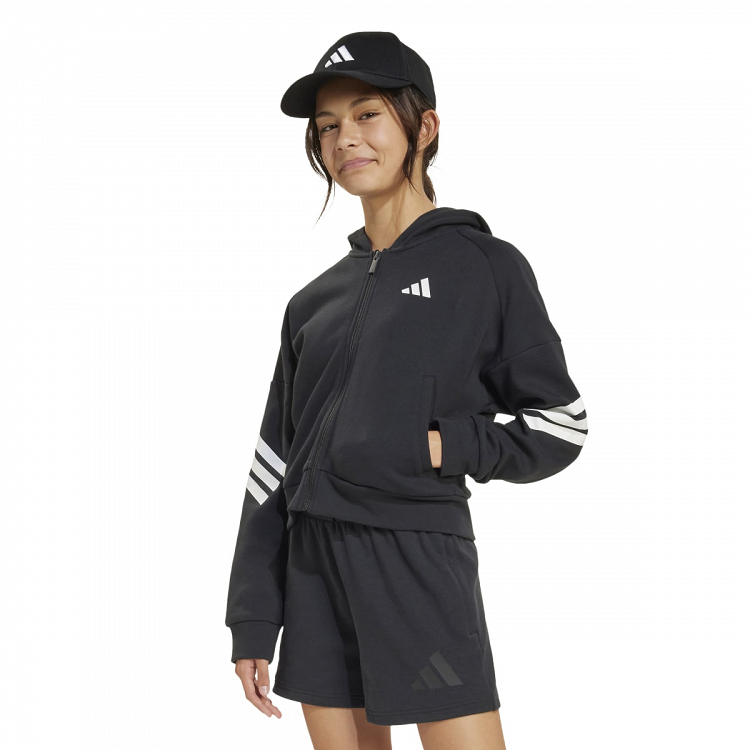 FUTURE ICONS 3 STRIPES FULL ZIP HOODED TRACK TOP