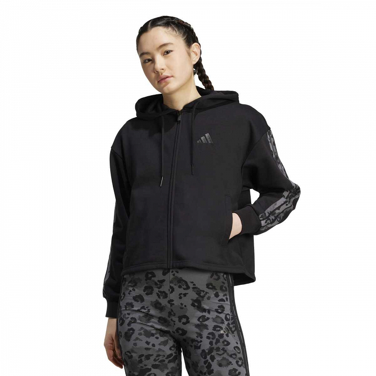 ANIMAL PRINT 3-STRIPES FRENCH TERRY  FULL-ZIP HOODIE