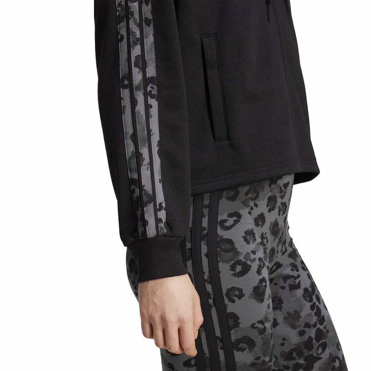 ANIMAL PRINT 3-STRIPES FRENCH TERRY  FULL-ZIP HOODIE