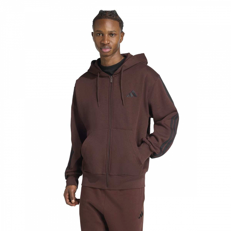 ESSENTIALS THREE STRIPES FLEECE HOODIE
