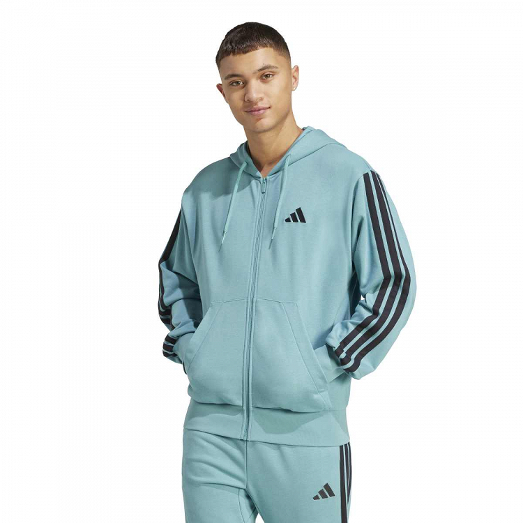 ESSENTIALS THREE STRIPES FRENCH TERRY FULLZIP HOODIE