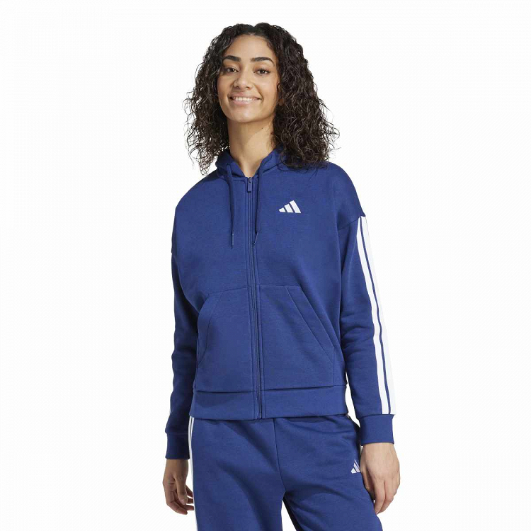 ESSENTIALS 3-STRIPES FULL-ZIP FLEECE HOODIE