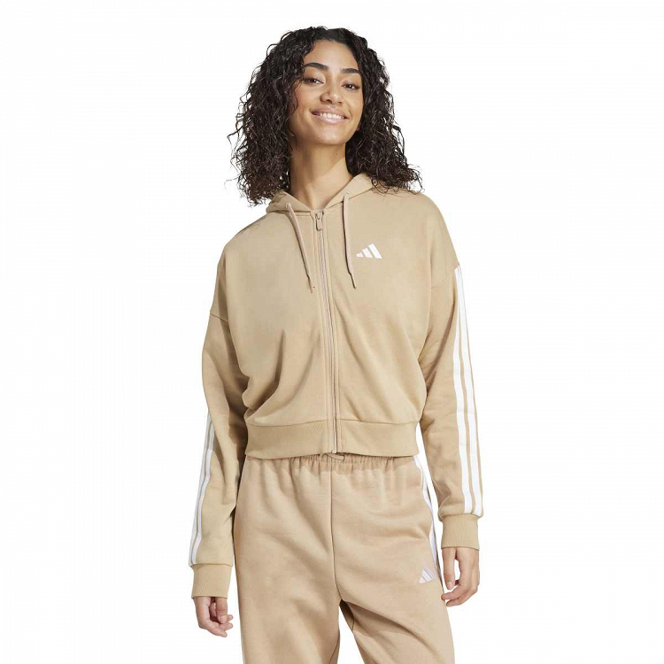 ESSENTIALS 3-STRIPES FRENCH TERRY FULL ZIP HOODIE