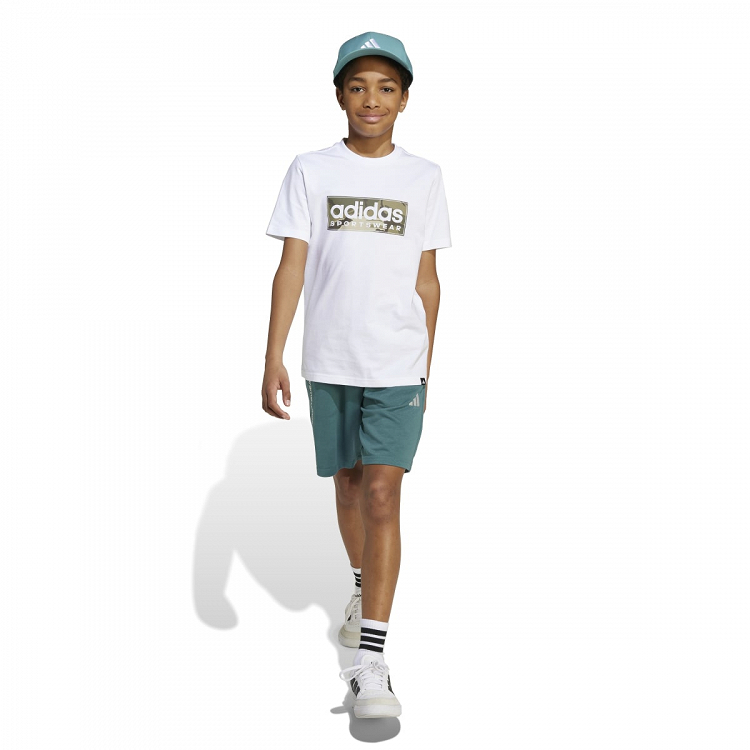 ADIDAS BOYS FRENCH TERRY SLOGAN SHORTS