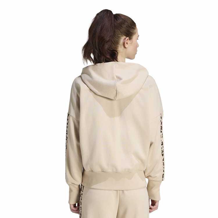 Seasonal Essentials Animal Print 3-Stripes Full-Zip Hooded Track Top