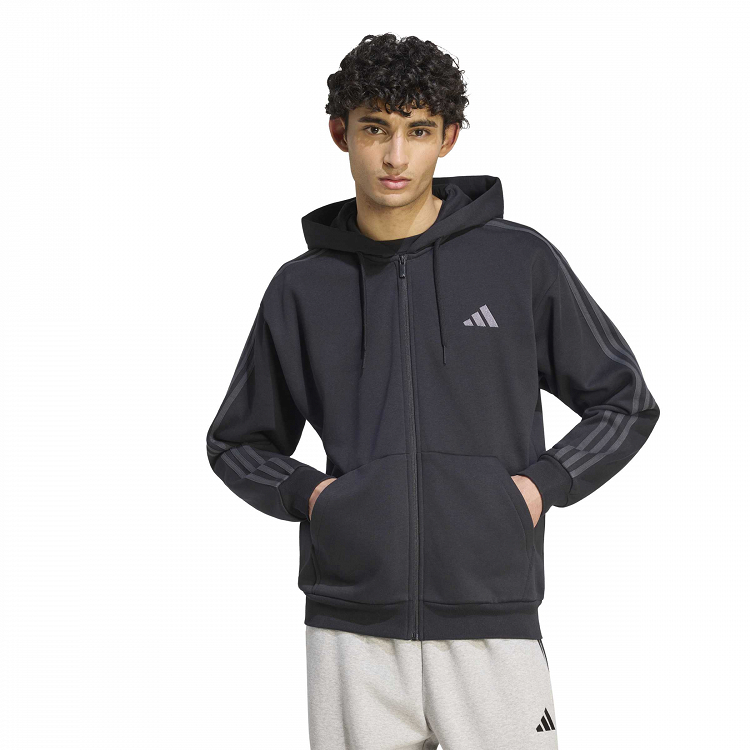 Essentials 3-Stripes Fleece Full-Zip Hoodie