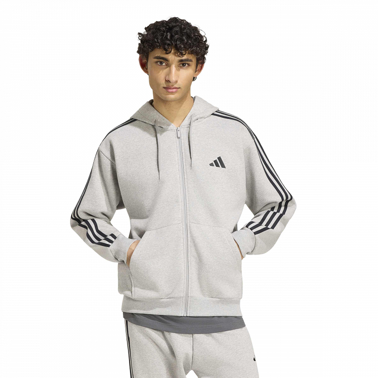 Essentials 3-Stripes Fleece Full-Zip Hoodie
