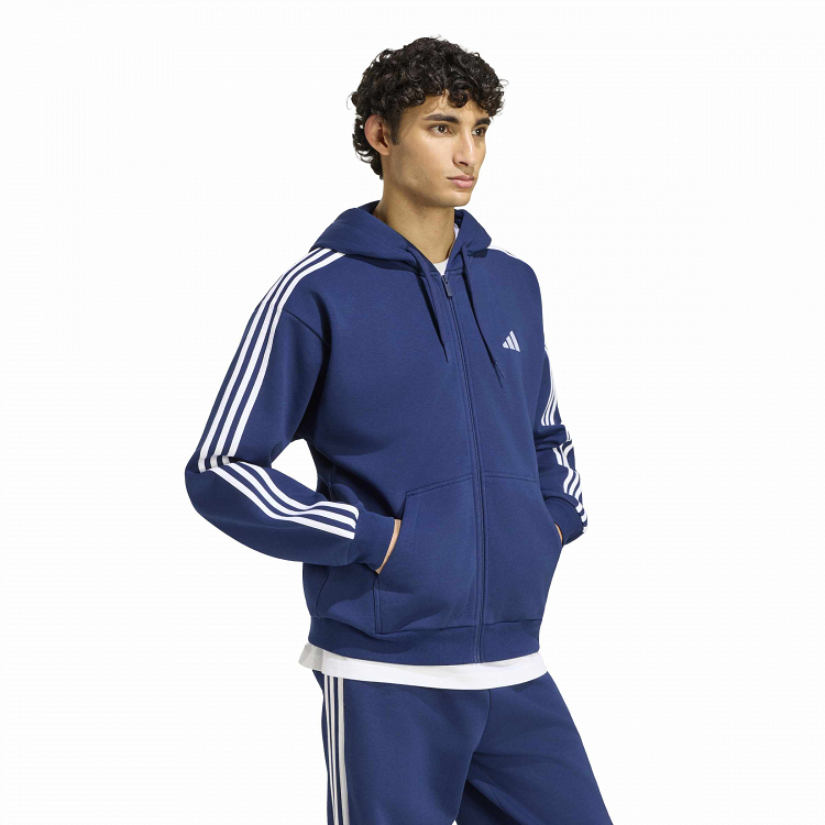 Essentials 3-Stripes Fleece Full-Zip Hoodie