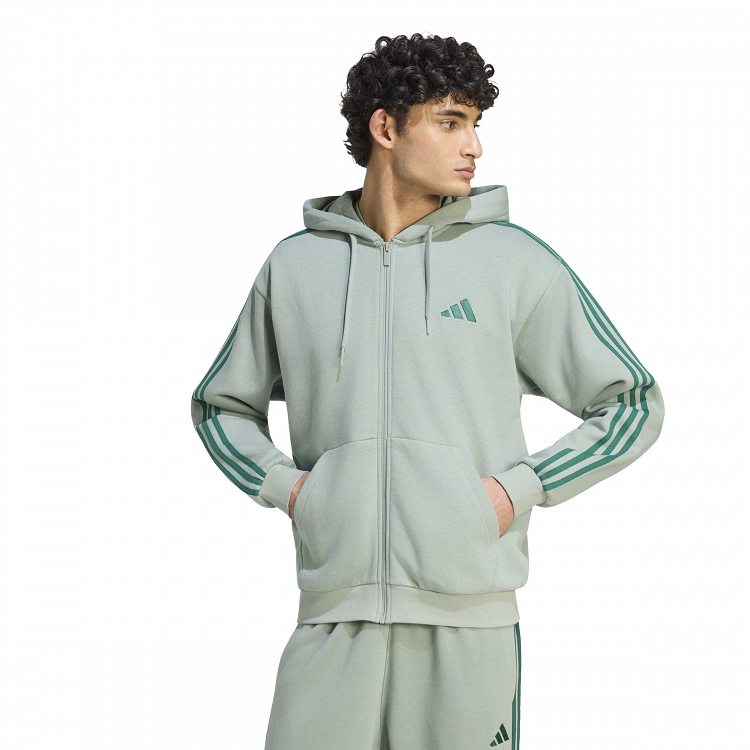 Essentials 3-Stripes Fleece Full-Zip Hoodie
