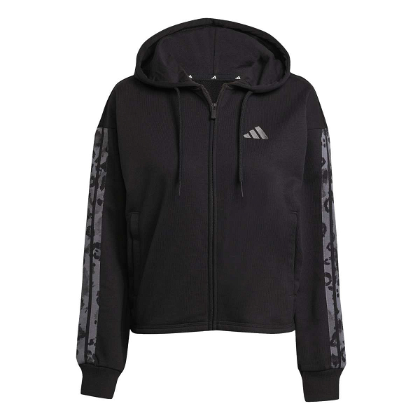 ANIMAL PRINT 3-STRIPES FRENCH TERRY  FULL-ZIP HOODIE - JM1862