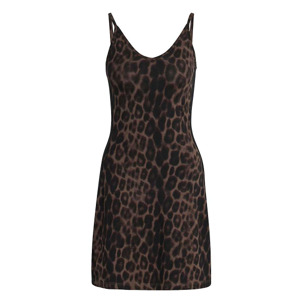Seasonal Essentials Leopard Print Mini-Dress with 3-Stripes - JZ0204