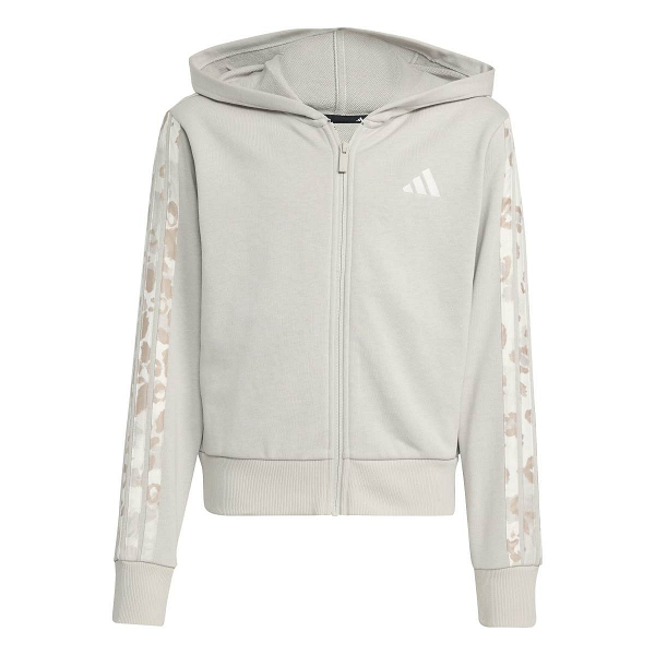 ADIDAS GIRLS 3-STRIPES ANIMAL FRENCH TERRY HOODED TRACK TOP - KC5419