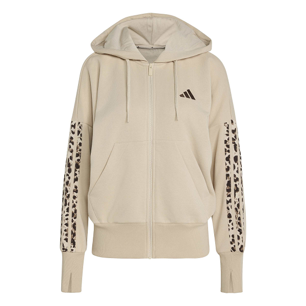 Seasonal Essentials Animal Print 3-Stripes Full-Zip Hooded Track Top - KH1547